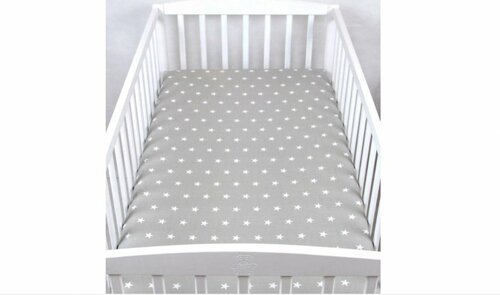 Prostěradlo bavlněné s gumkou 120/60 cm - šedá hvězda
