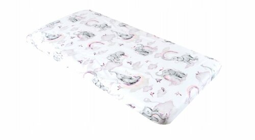 Prostěradlo bavlněné s gumkou 120/60 cm slůně - růžová