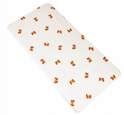 Prostěradlo bavlněné s gumkou 120/60 cm - medvídci kuk béžoví