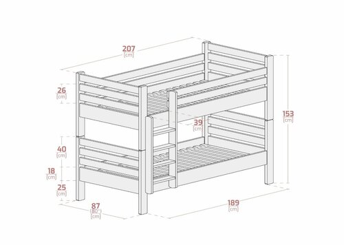Patrová postel MIKOL 2v1 200x80 cm šedá + šuplíky + rošty ZDARMA