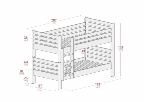 Patrová postel MIKOL 2v1 - 200x90 cm bílá + rošty ZDARMA