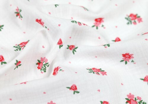 Mušelínové prostěradlo do kočárku / růžový květ