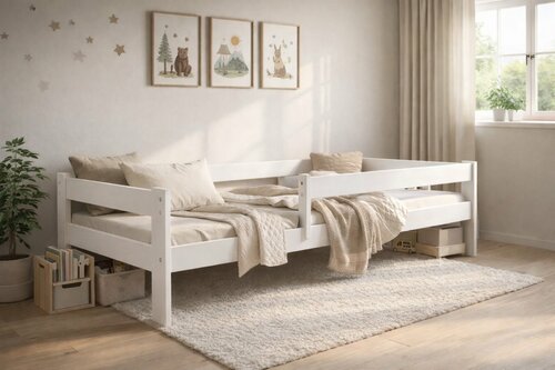 Postel z masivu Rudi bílá 180/80 cm + rošt ZDARMA