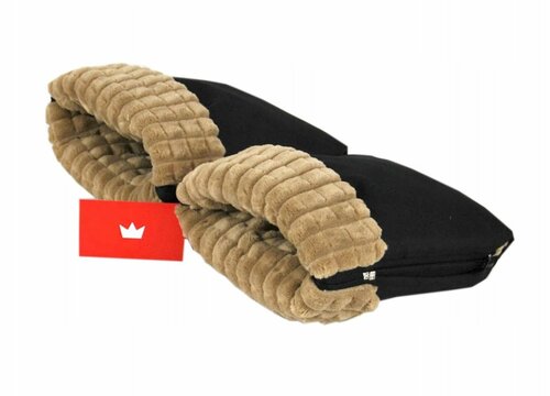 Rukavice minky ZIP černá / béžová