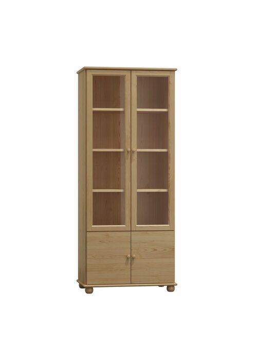 Policový regál - vitrína z masivu borovice 102 90/190/42 cm