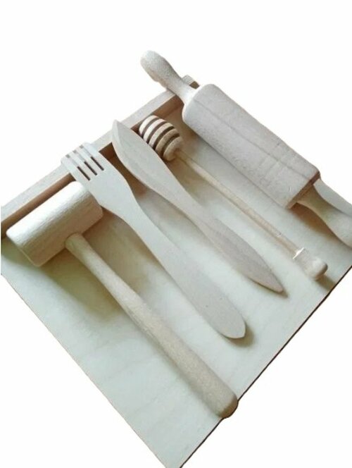 Dětská kuchyňská sada ze dřeva – 6dílná sada 