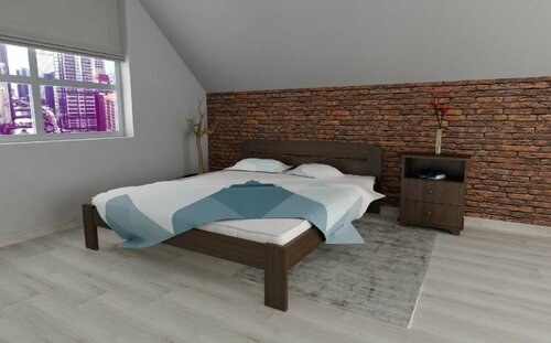 Postel z masivu borovice Šárka 160x200 cm ořech + rošt ZDARMA