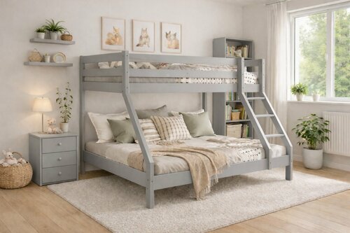 Postel Denis šedá + matrace Optimal Comfort + rošty ZDARMA