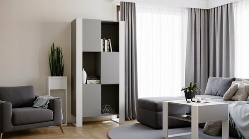 Skříň Aspect - šedá / bílá