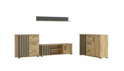 Obývací stěna Montana černá/dub craft