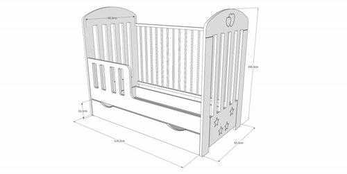 Postýlka 120/60 cm Vanessa se šuplíkem - bílá - 2v1