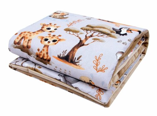 Velvet bavlněná deka 100 x 75 cm - mláďata/ šedá