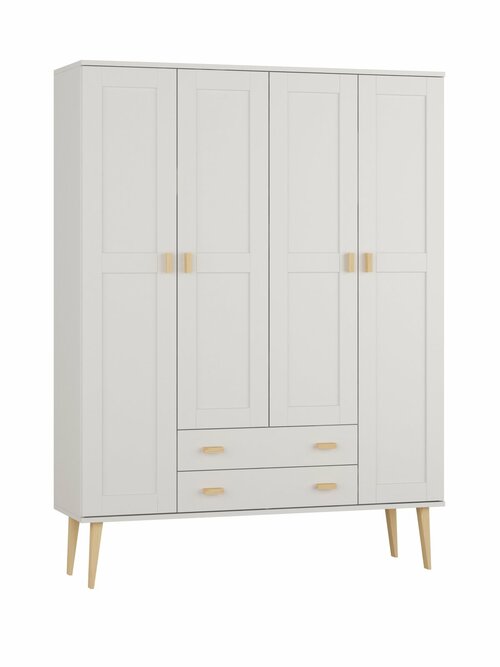 Šatní skříň z masivu borovice Nord II bílá 175/204/60 cm