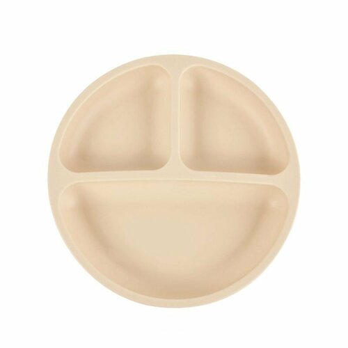 Silikonový talíř pro děti Smile - béžový