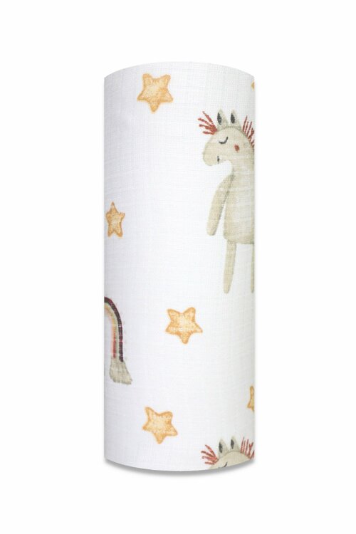 Plena bavlna potisk - koník a duha