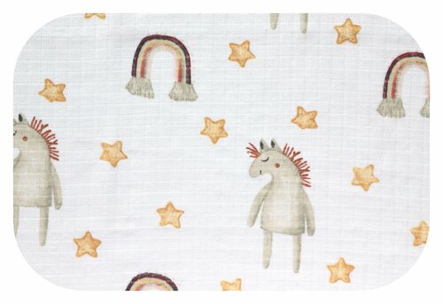 Plena bavlna potisk - koník a duha