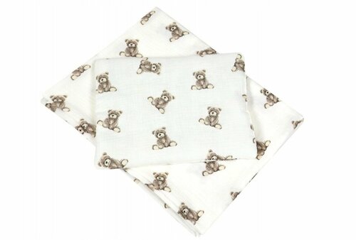 Polštářek + deka do kočárku mušelín - medvídci