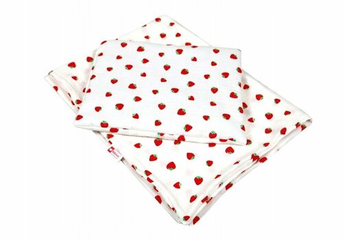 Polštářek + deka do kočárku mušelín - jahody