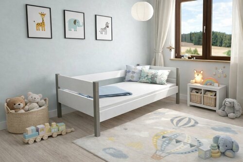 Dětská postel Tina bílo/šedá 180 x 80 cm + rošt ZDARMA