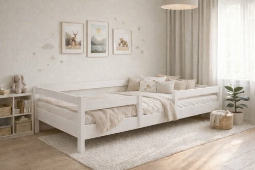 Rostoucí postel Montessori Tobi bílá 140x200 cm + rošt ZDARMA 