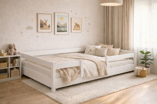 Rostoucí postel Montessori Tobi bílá 140x200 cm + rošt ZDARMA 