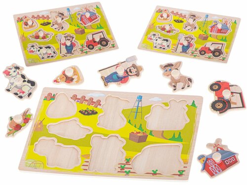 Dřevěné puzzle vkládací - farma