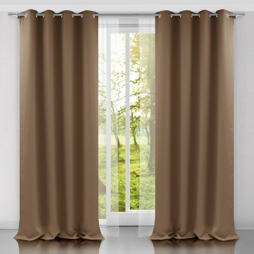 Závěs 140/250 cm zatemňující s oky kakao