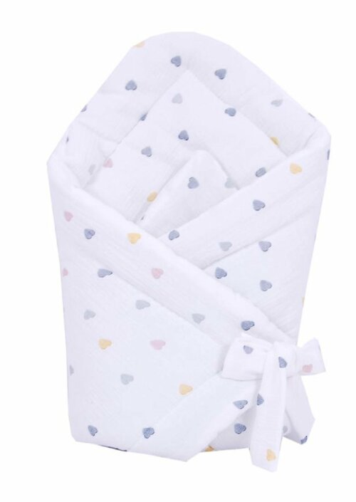 Mušelínová zavinovačka - barevná srdíčka