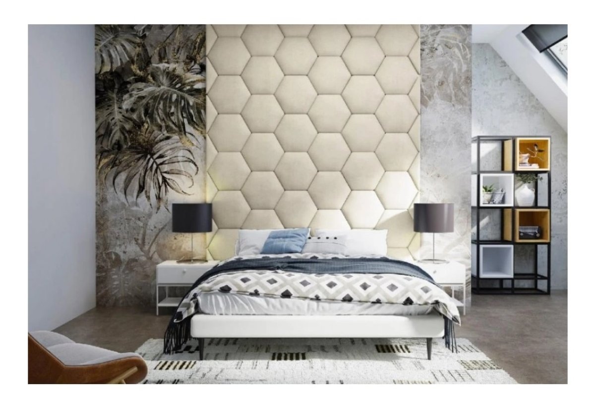 Čalouněný panel Hexagon 3 cm - krémová 01