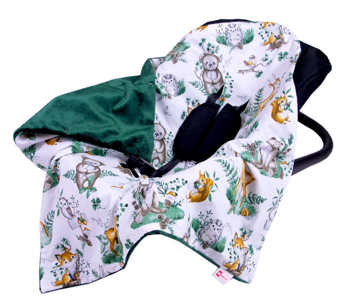 Oboustranná deka do kočárku minky 80x80 cm - lesní zvířátka