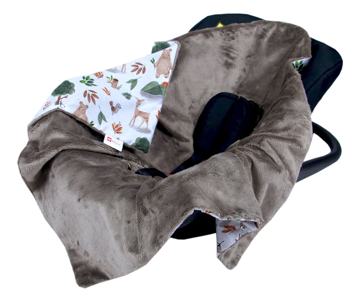 Oboustranná deka do kočárku minky 80x80 cm - les
