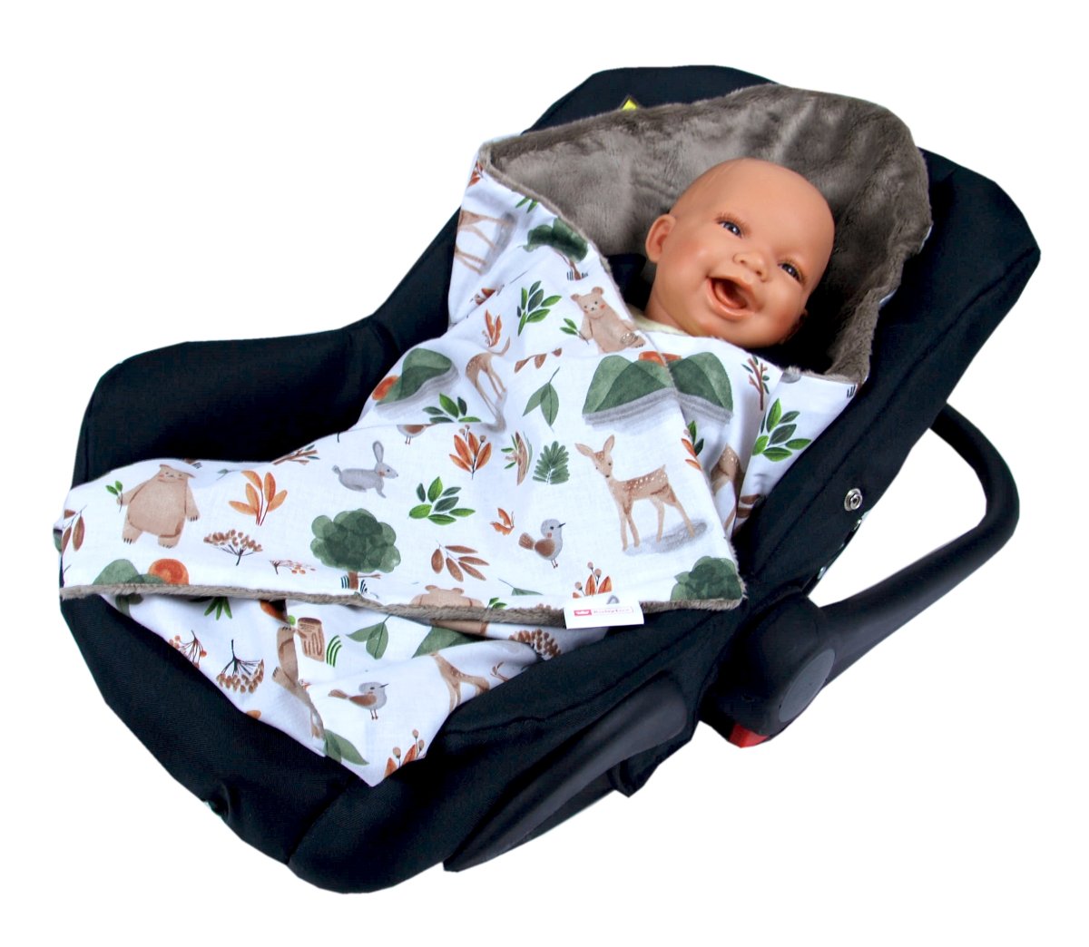 Oboustranná deka do kočárku minky 80x80 cm - les