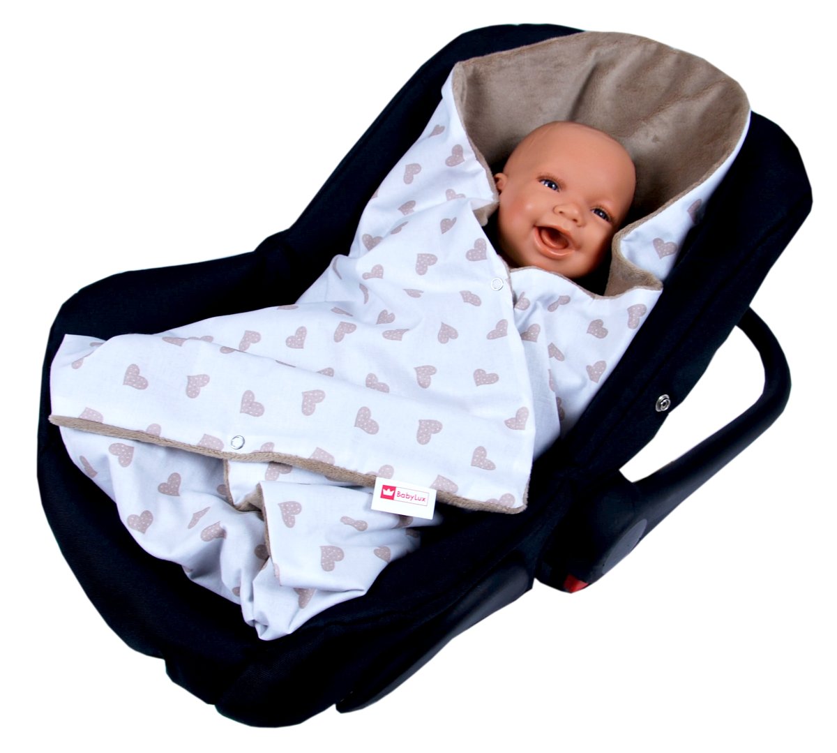 Oboustranná deka do kočárku minky 80x80 cm - srdíčka