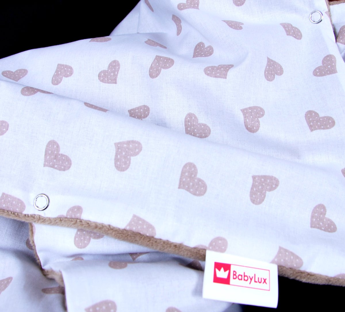 Oboustranná deka do kočárku minky 80x80 cm - srdíčka