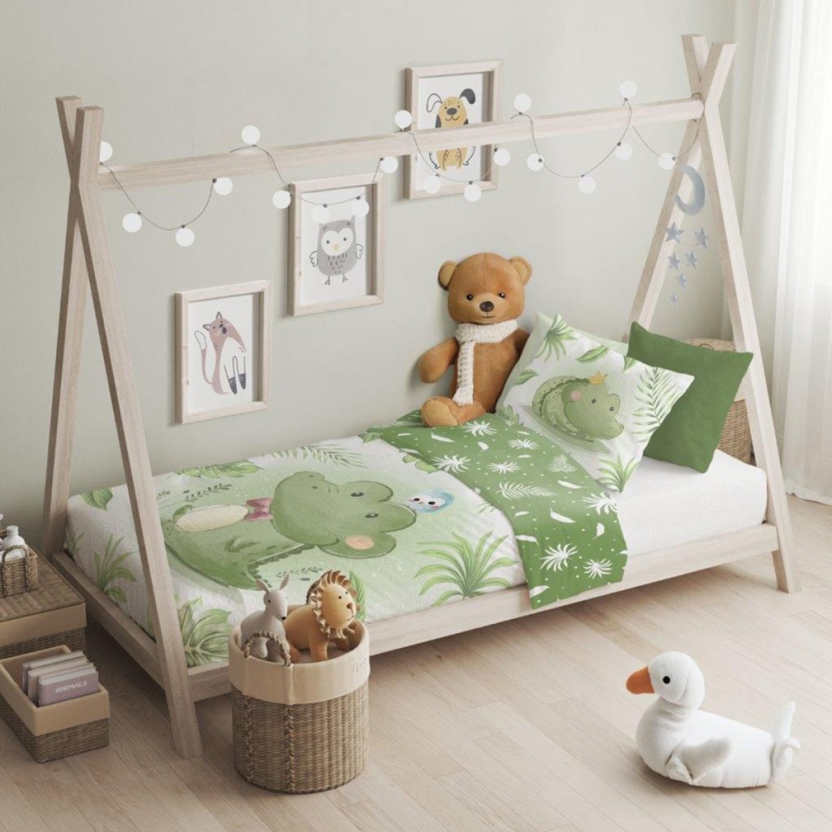Dětské povlečení do postýlky 100/135 cm - Krokodýl