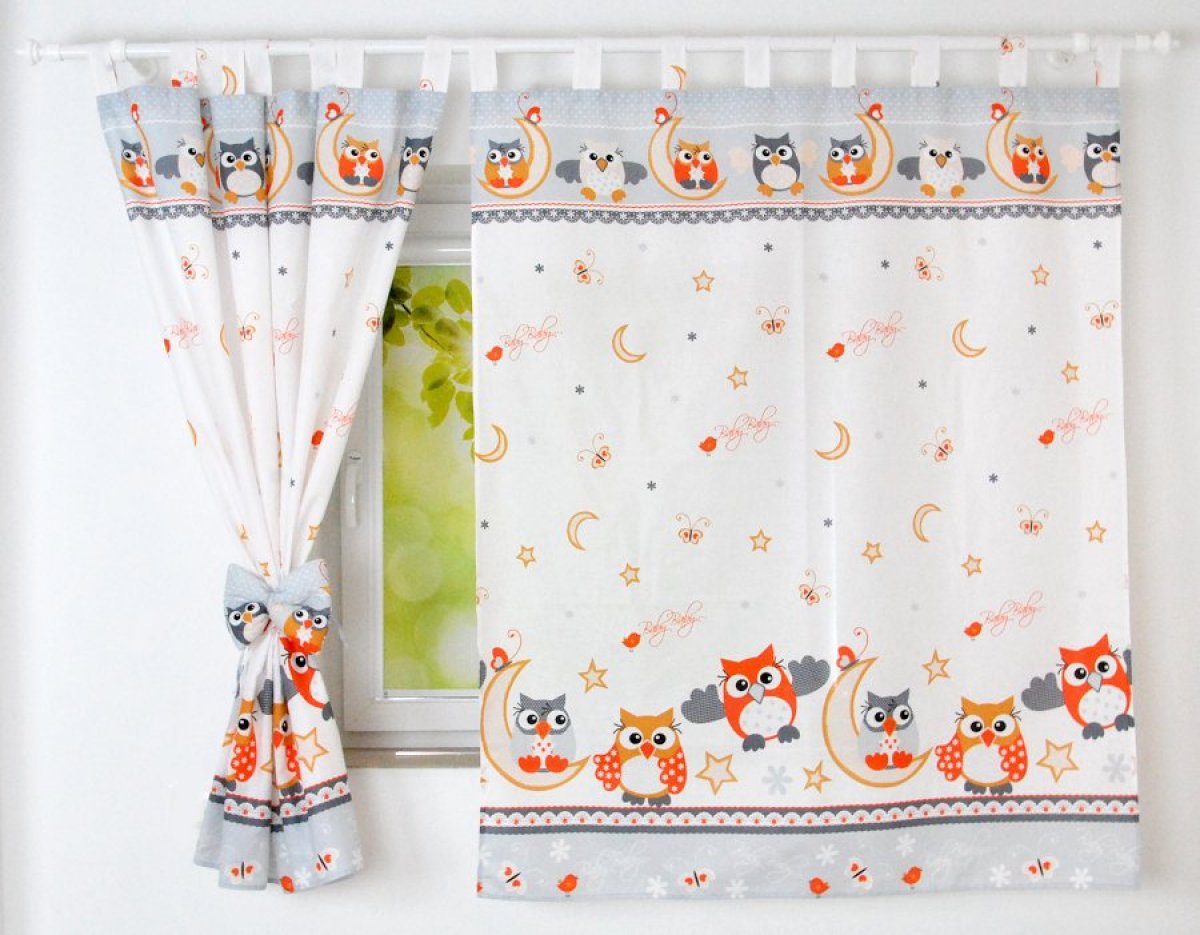 Dětské závěsy 120x160 cm sova - oranžová