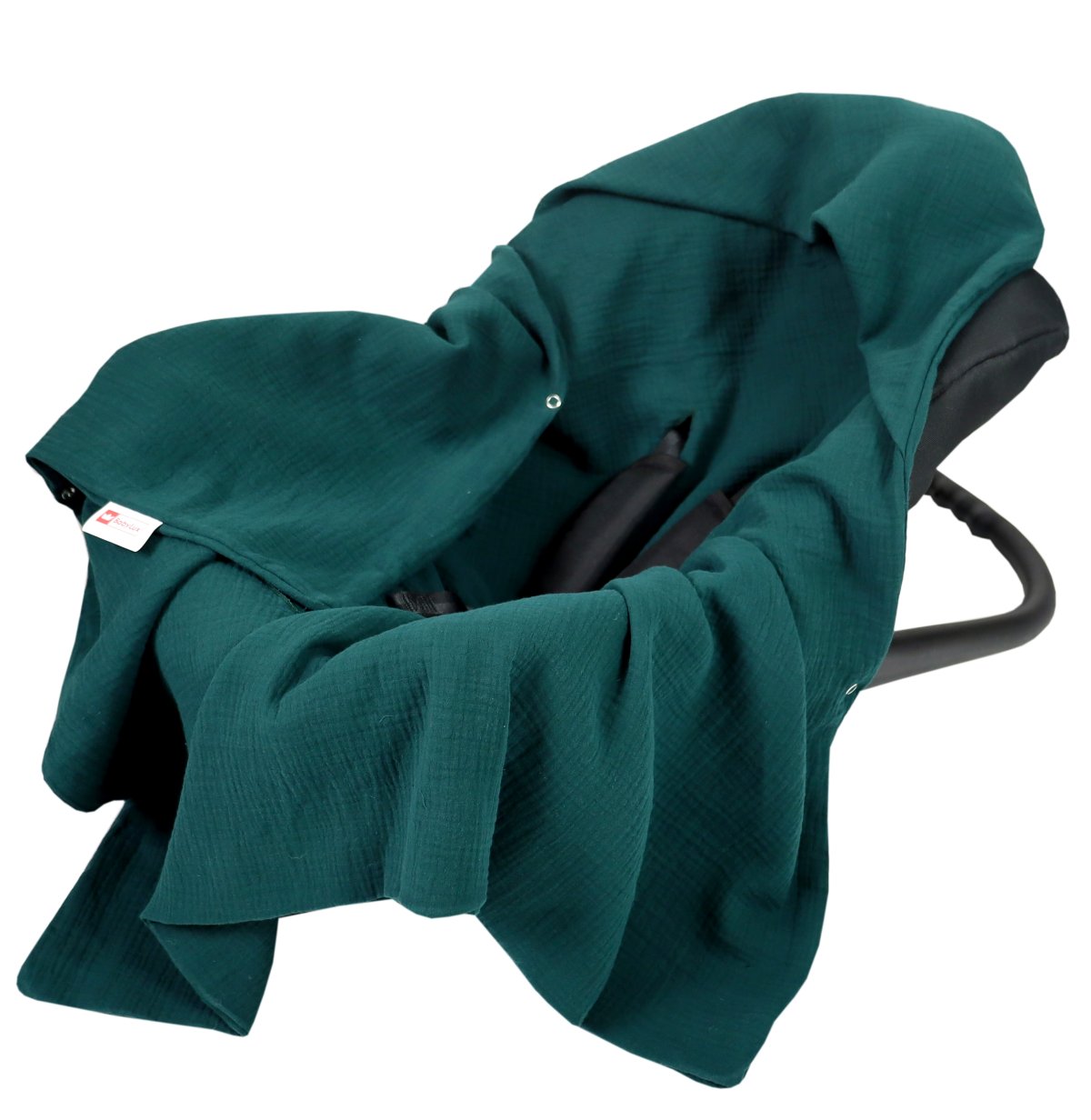 Mušelínová deka s kapucí do autosedačky 90x90 cm - tmavě zelená