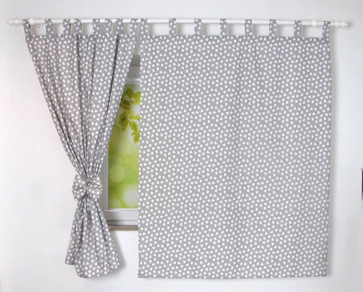 Dětské závěsy 120x160 cm - srdce šedá