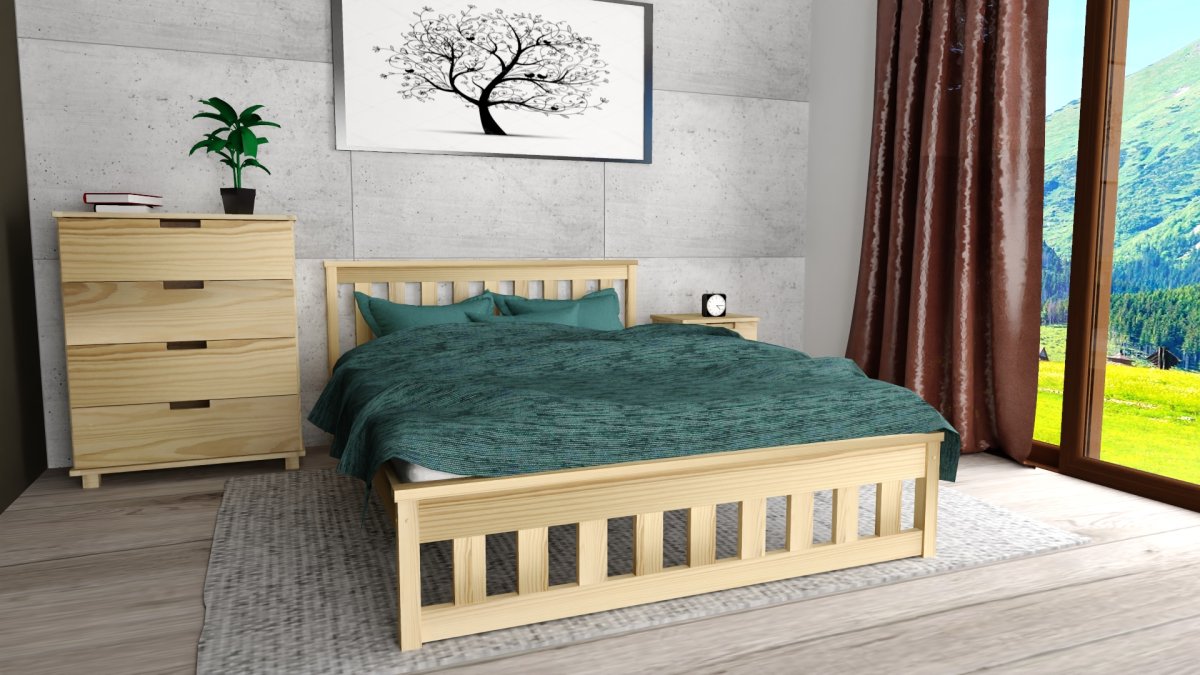 Postel z masivu borovice Abby 180x200 cm + rošt ZDARMA