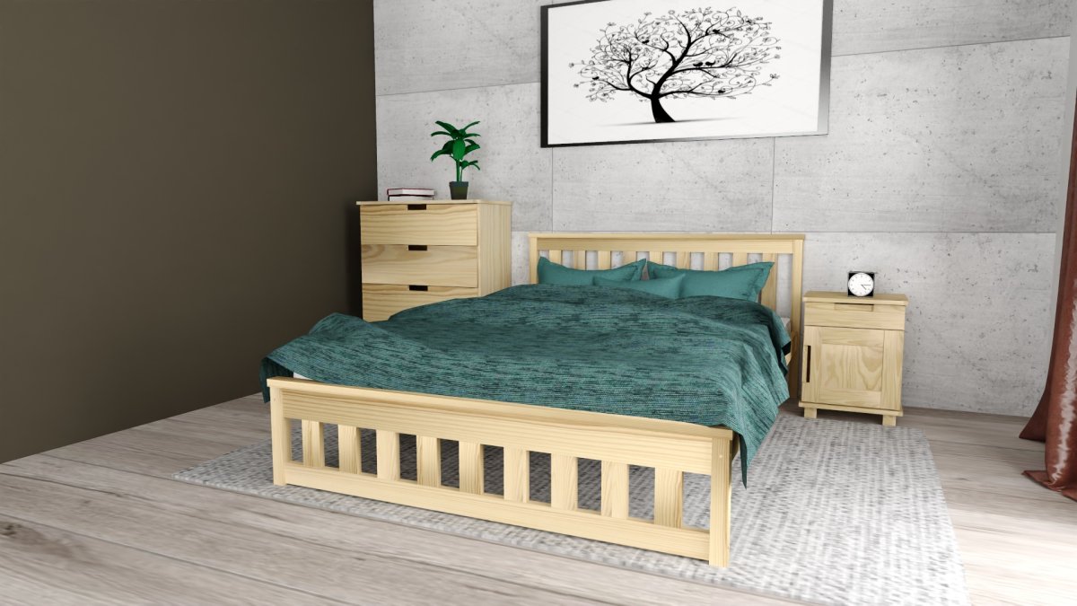 Postel z masivu borovice Abby 180x200 cm + rošt ZDARMA
