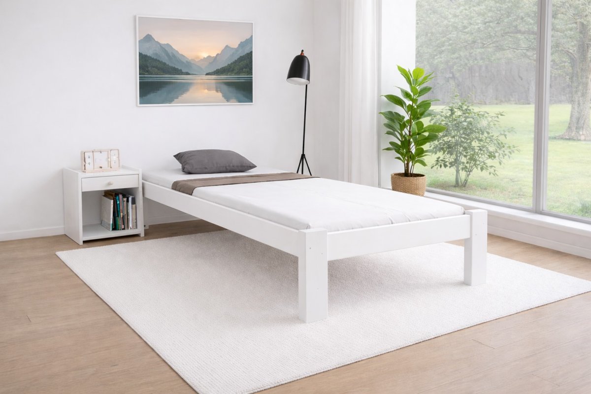 Zvýšená postel Celle bílá 80/200 cm z masivu+rošt ZDARMA