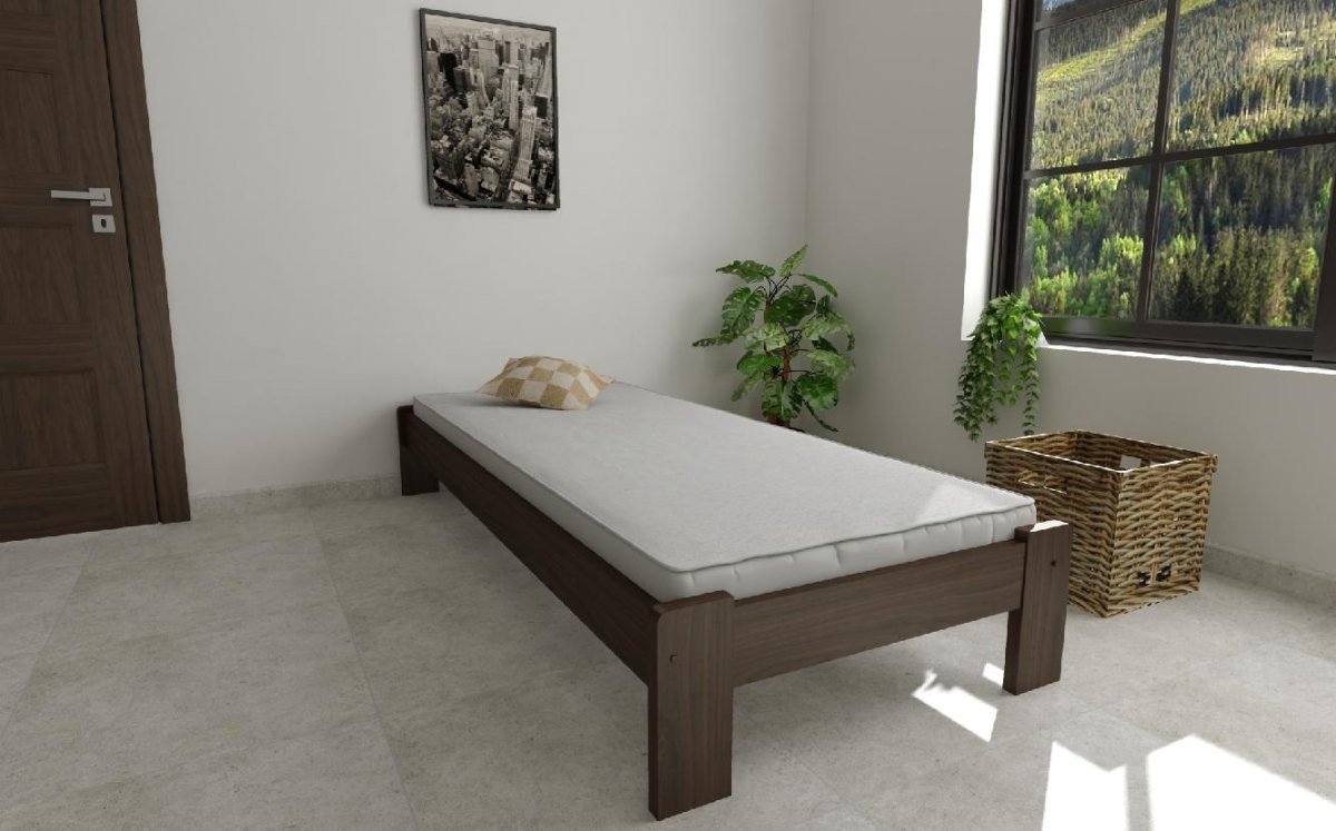 Postel z masivu borovice Adam 80x200 cm ořech + rošt ZDARMA