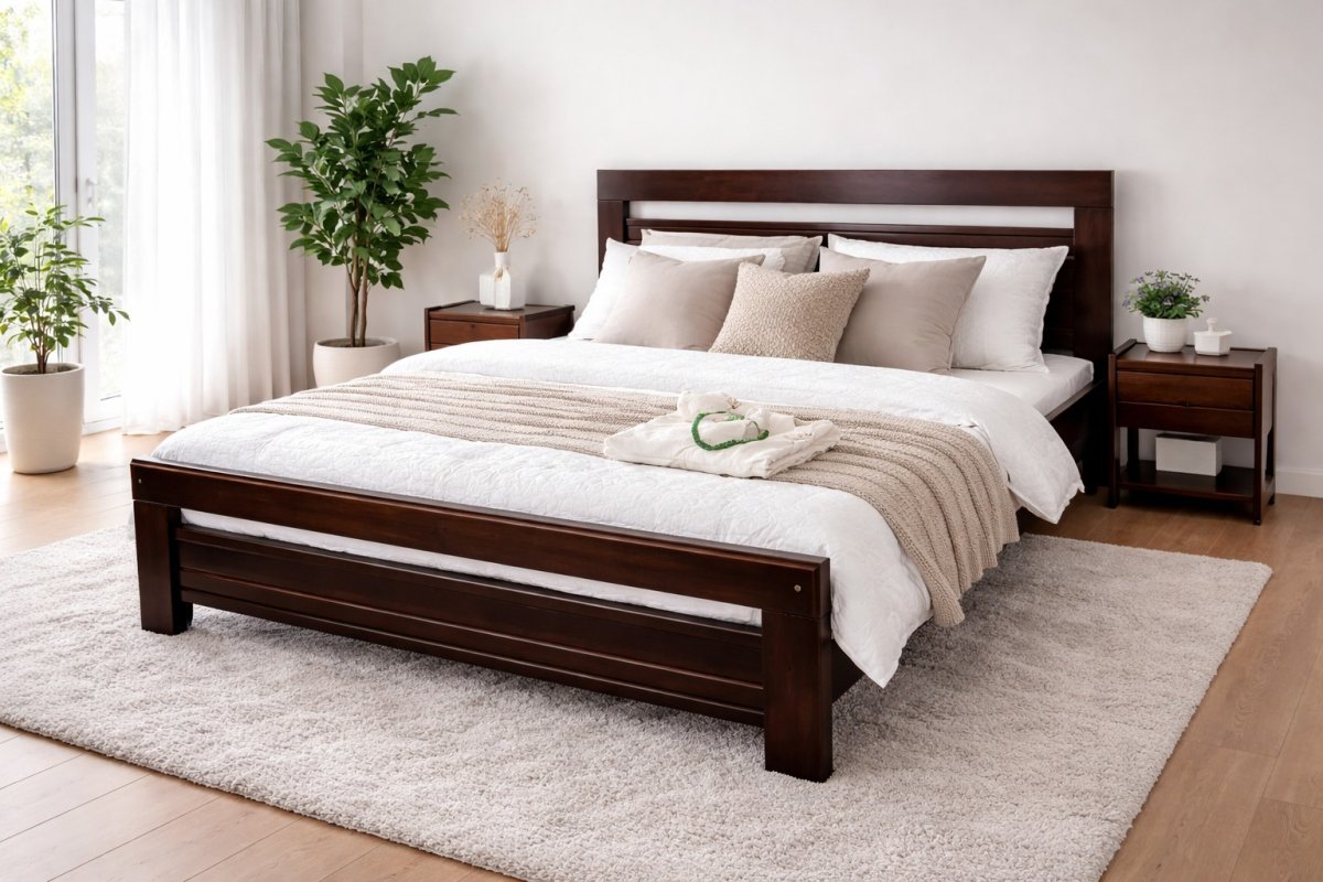 Postel z masivu Amor 160x200 cm ořech + rošt ZDARMA 