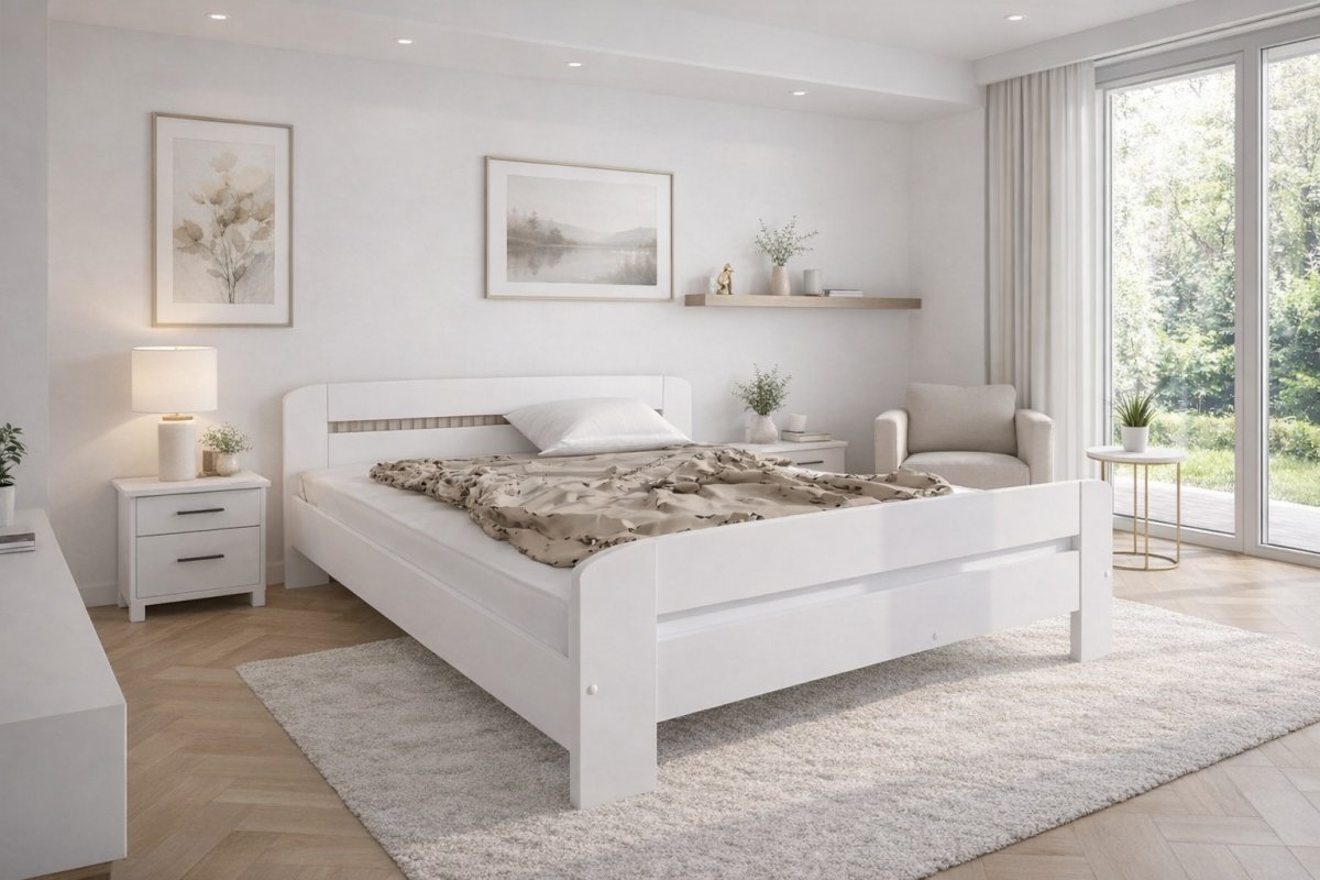 Zvýšená postel Andula 180x200 cm + rošt ZDARMA - bílá