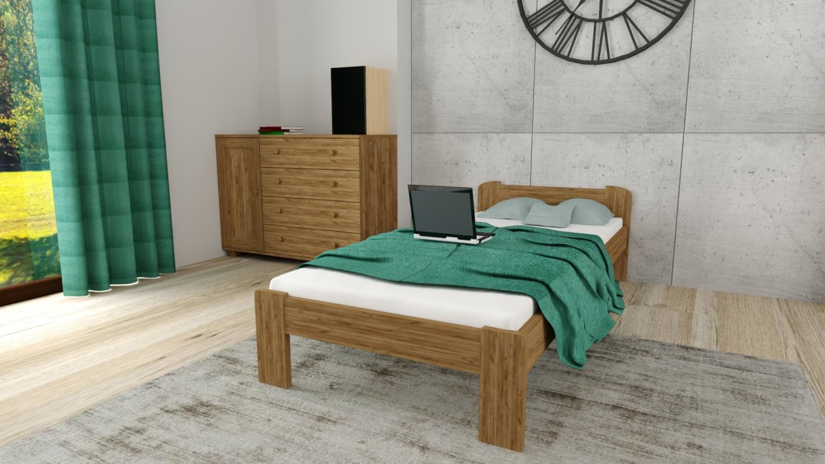 Postel z masivu Anetka 90 x 200 cm dub + rošt ZDARMA