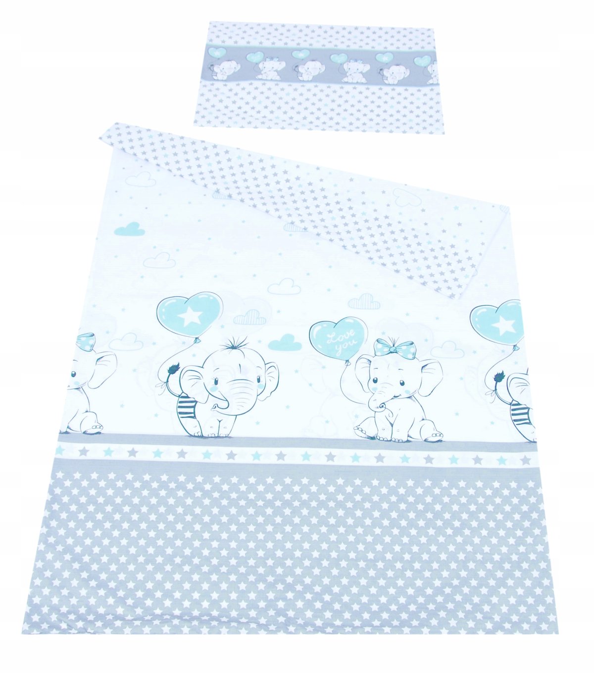 Dětské povlečení do postýlky 100/135 cm - slůňata modrá