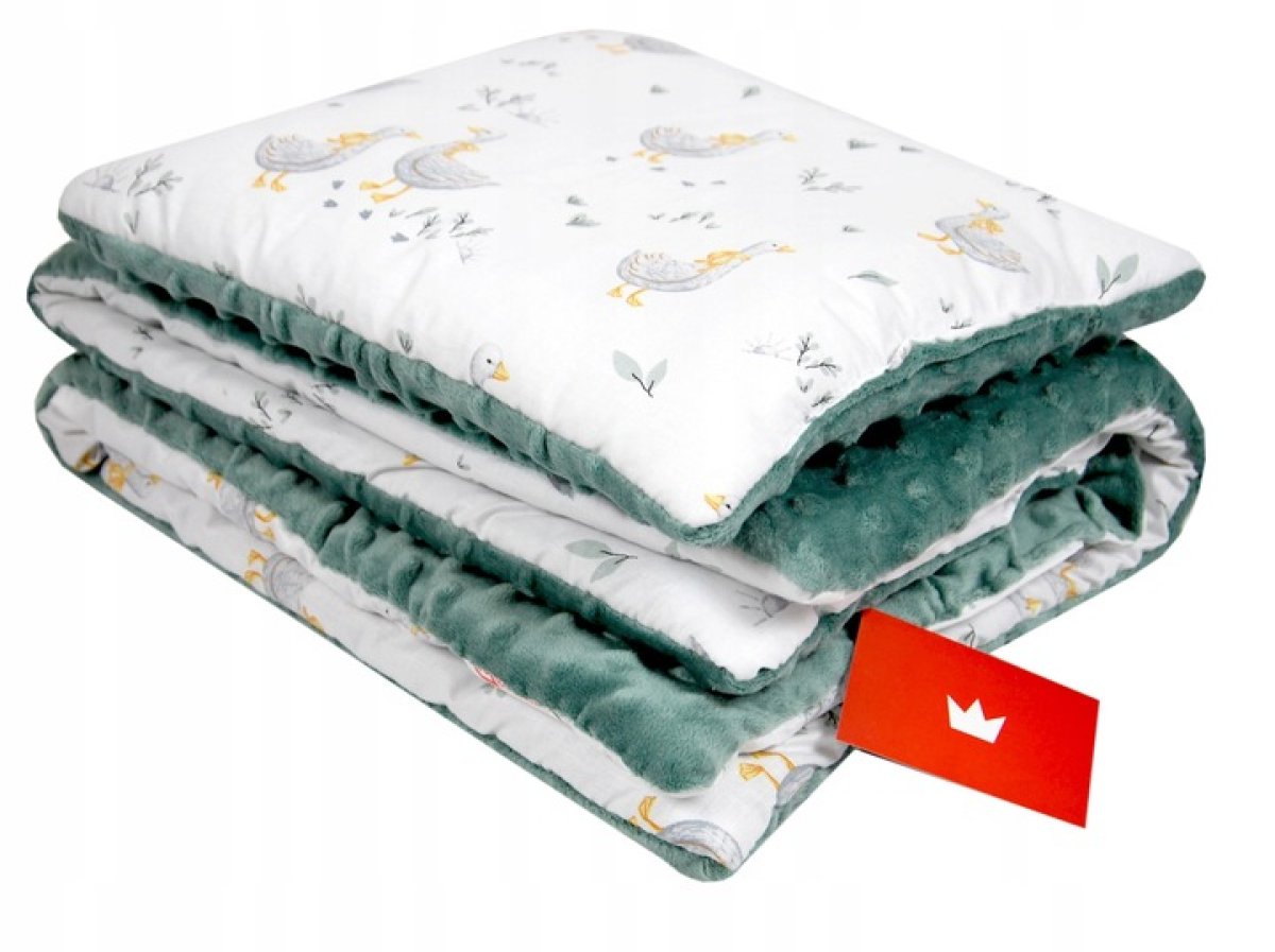 Polštářek + deka do kočárku minky - nr.131 / husy