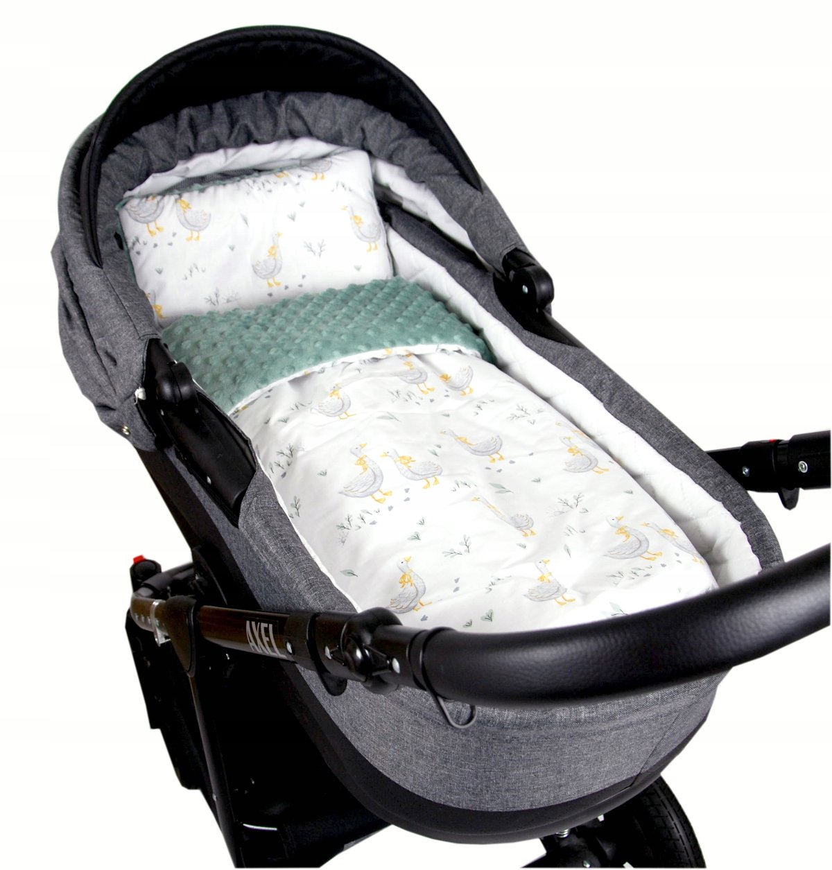 Polštářek + deka do kočárku minky - nr.131 / husy