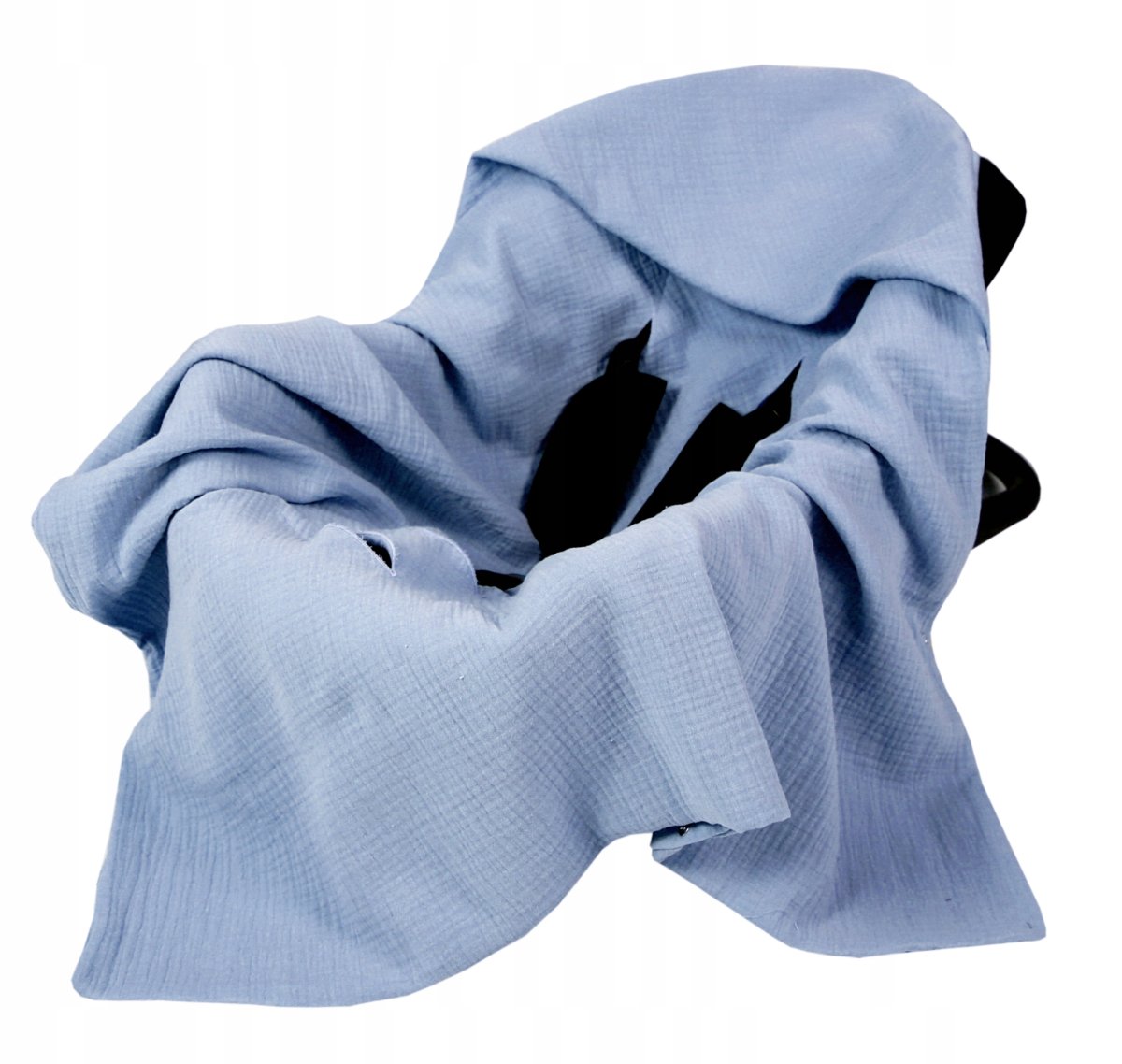 Mušelínová deka s kapucí do autosedačky 90x90 cm - modrá