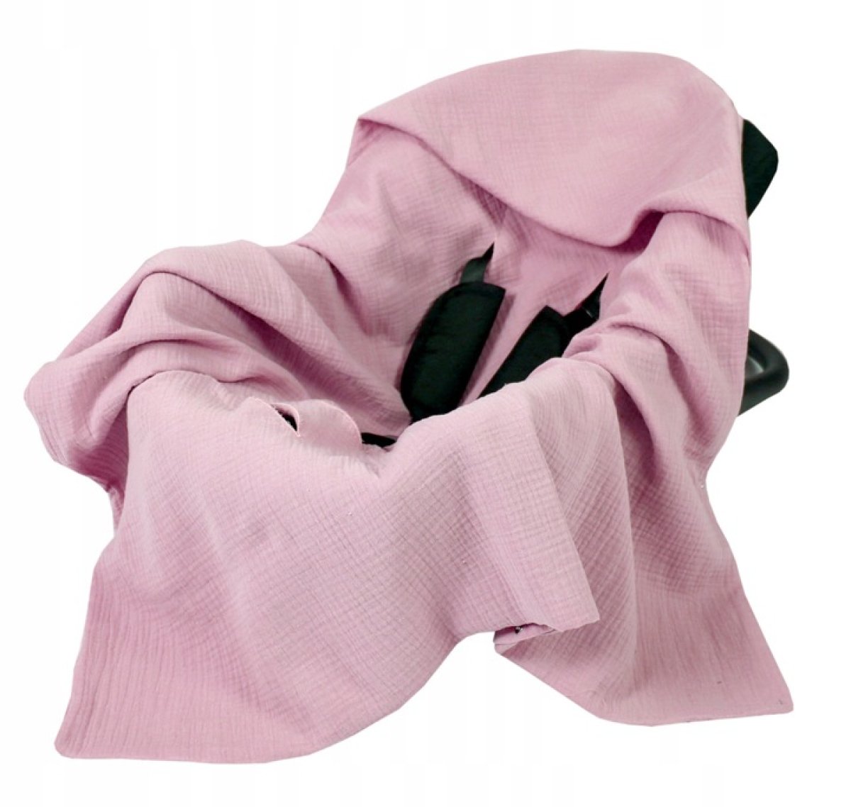 Mušelínová deka s kapucí do autosedačky 90x90 cm - růžová